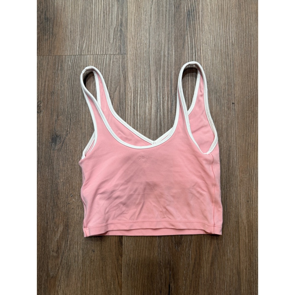 OFFLINE Pink Cropped Tank Top White Trim XS